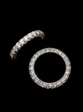 S925纯银小众轻奢时尚高级感甜甜圈三面钻戒指女个性独特满钻银饰