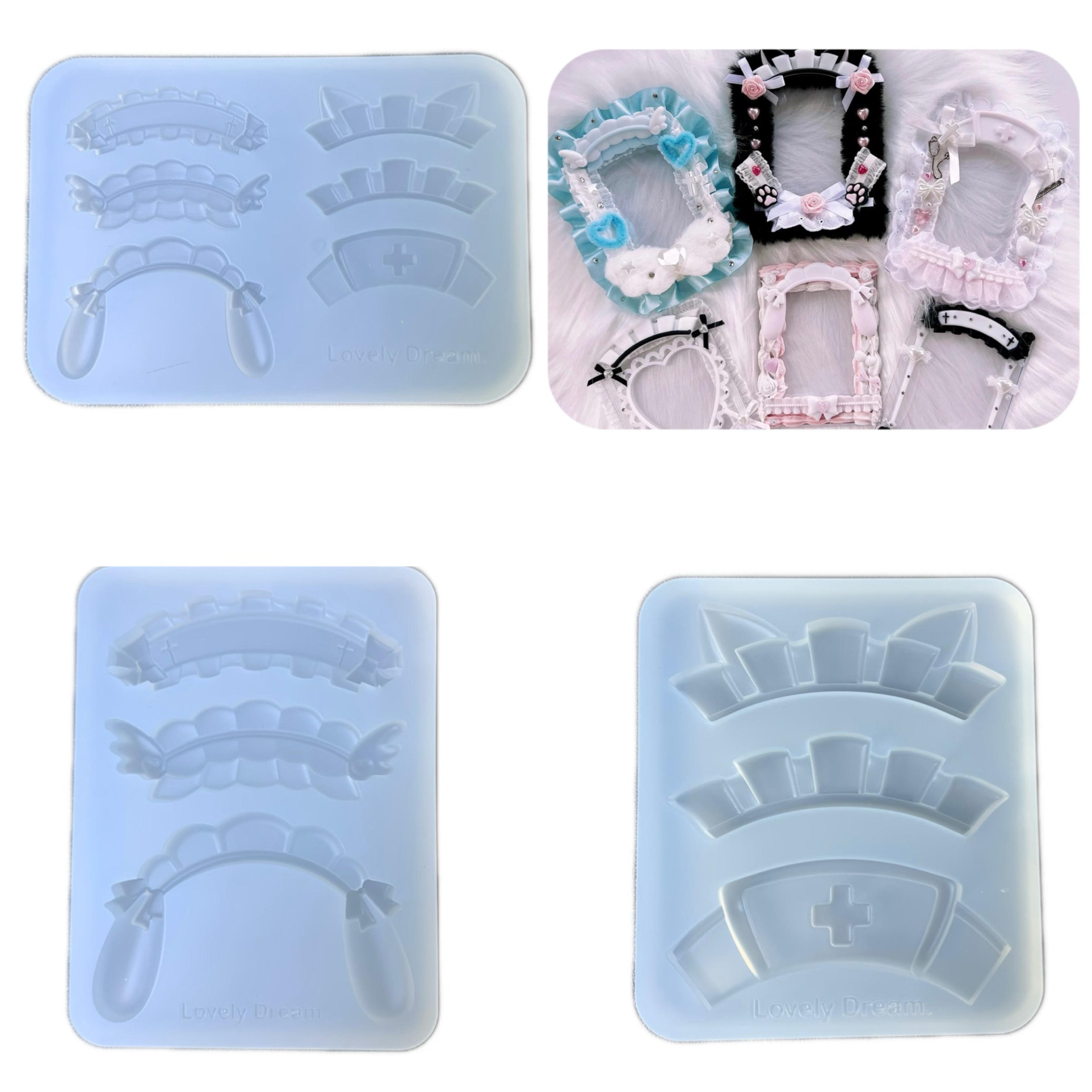 DIY手工女仆卡头配件模具树脂uv水晶滴胶钥匙扣迷你挂件硅胶模具
