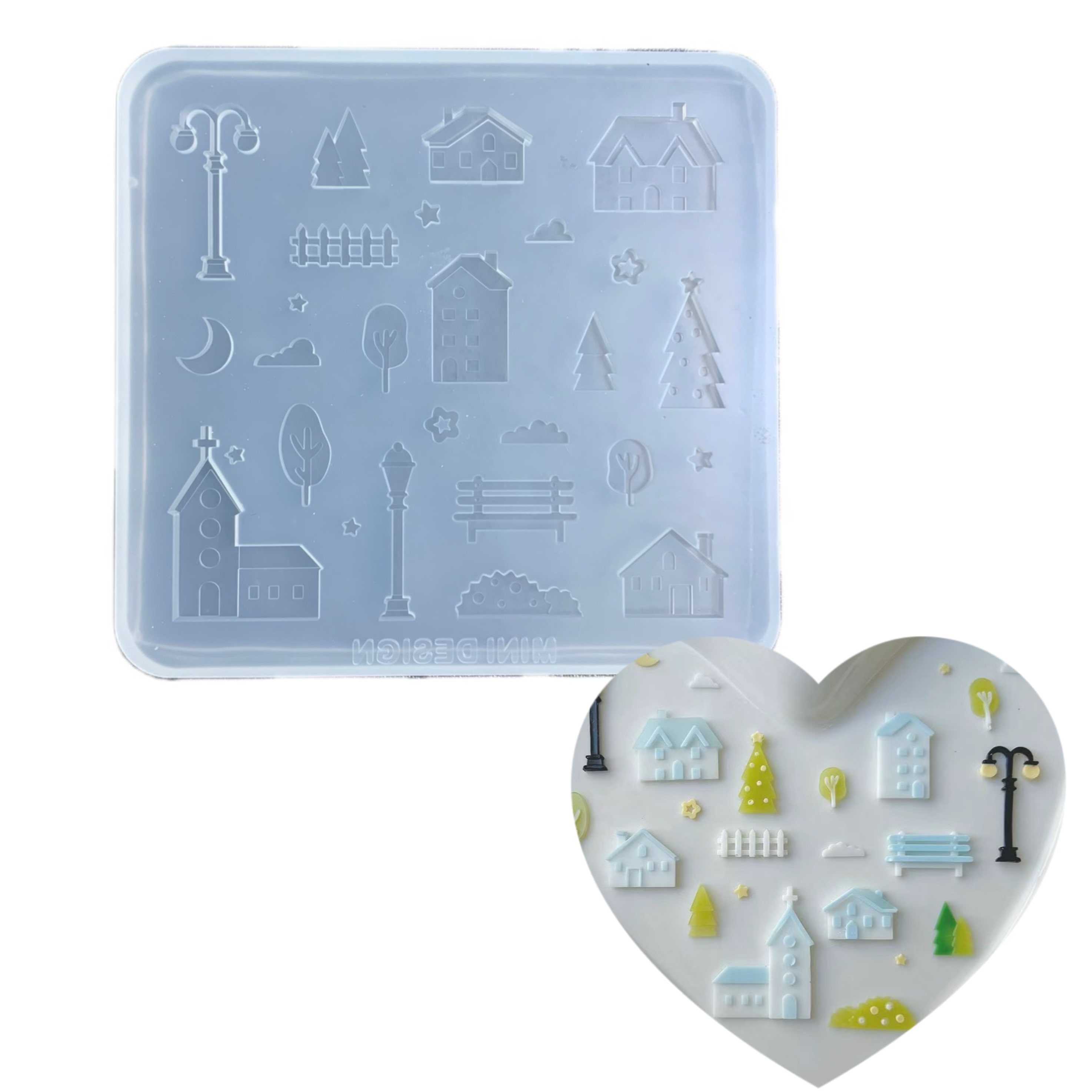 DIY手工栅栏小房子模具ab树脂uv水晶滴胶钥匙扣迷你挂件硅胶模具