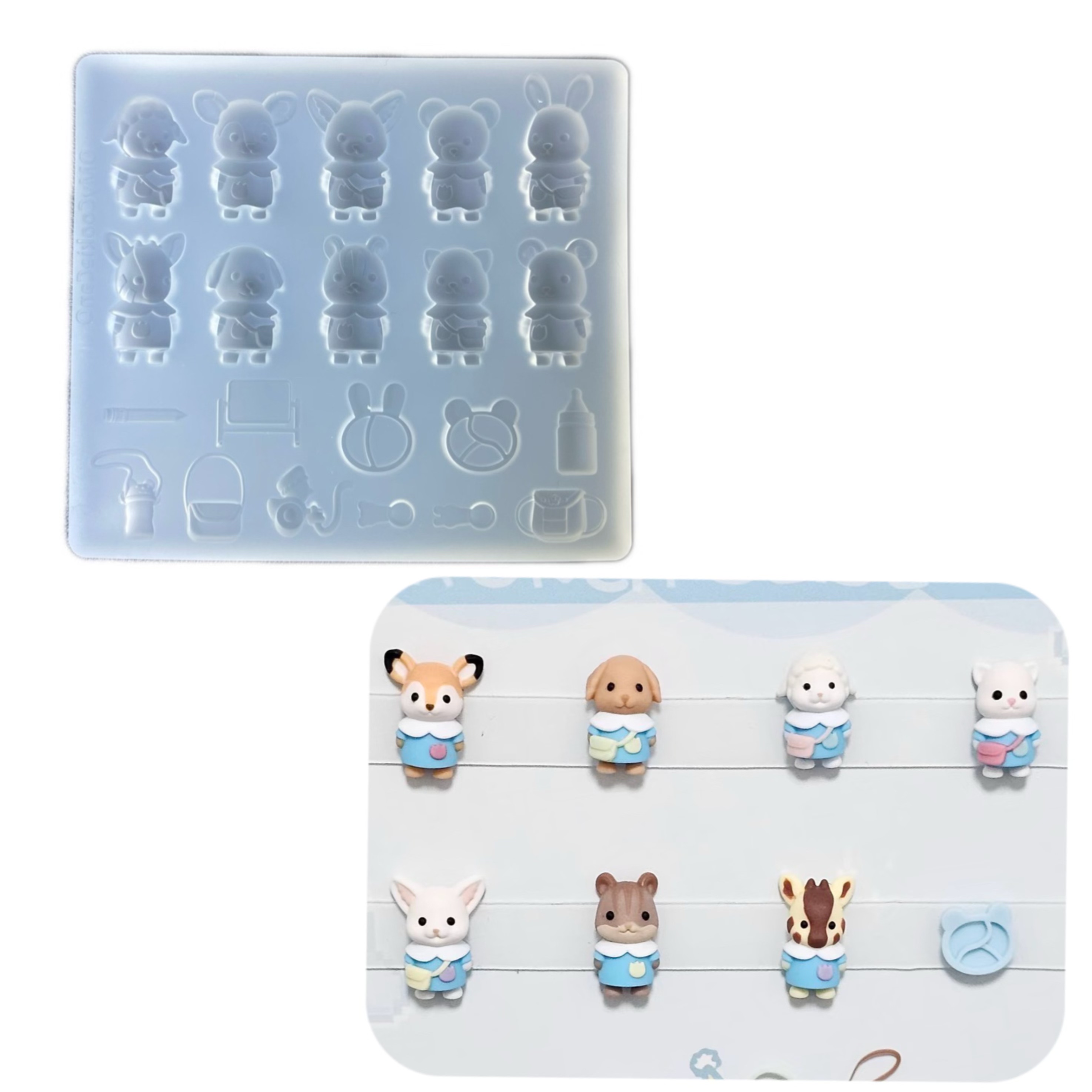 DIY手工卡通幼儿园模具树脂uv水晶滴胶钥匙扣迷你挂件硅胶模具