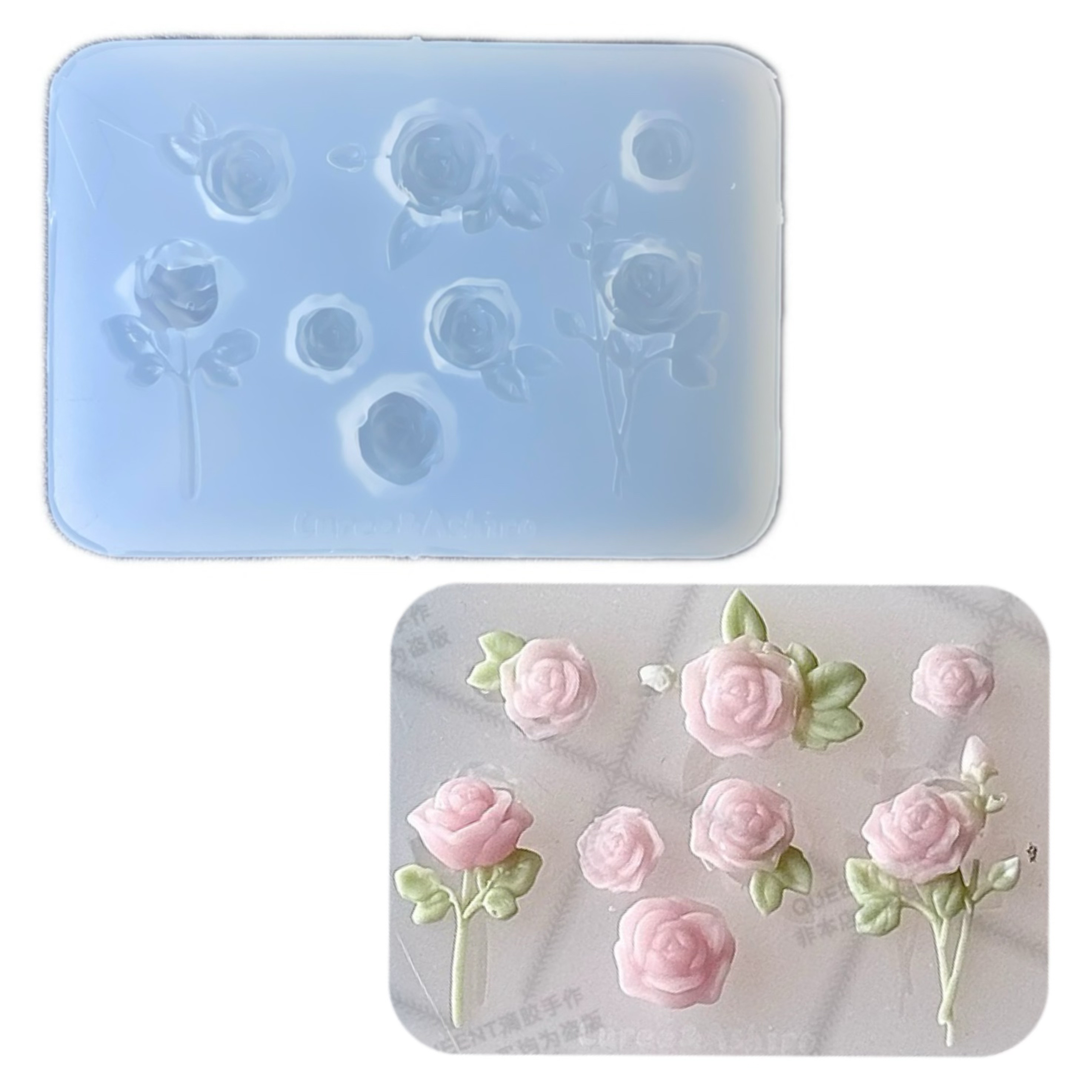 DIY手工玫瑰花模具树脂uv水晶滴胶钥匙扣迷你挂件硅胶模具