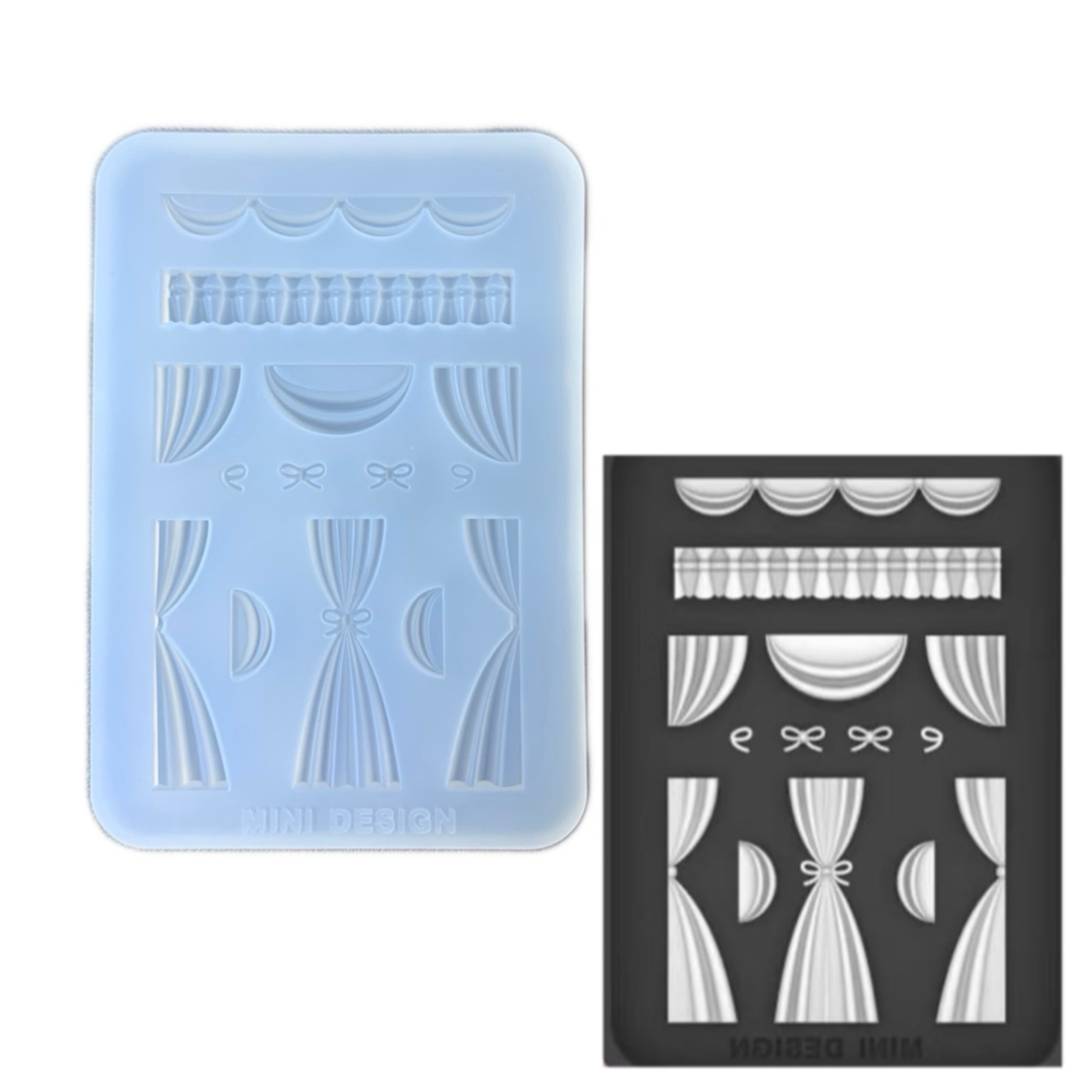 DIY手工窗帘组合模具ab树脂uv水晶滴胶钥匙扣迷你挂件硅胶模具