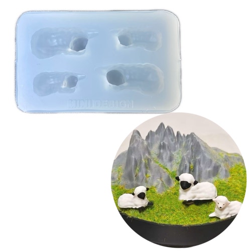 DIY手工3D小羊模具树脂uv水晶滴胶钥匙扣迷你挂件硅胶模具