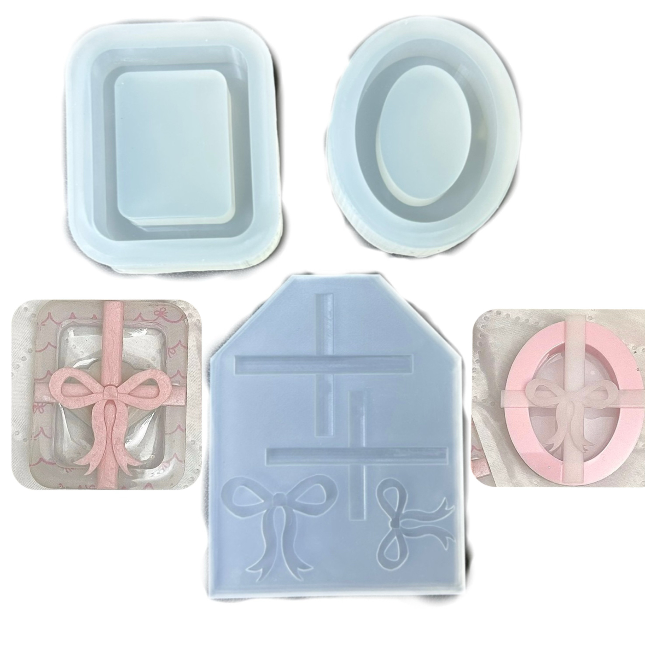 DIY手工丝带椭圆方形盒子模具树脂uv水晶滴胶钥匙扣挂件硅胶模具