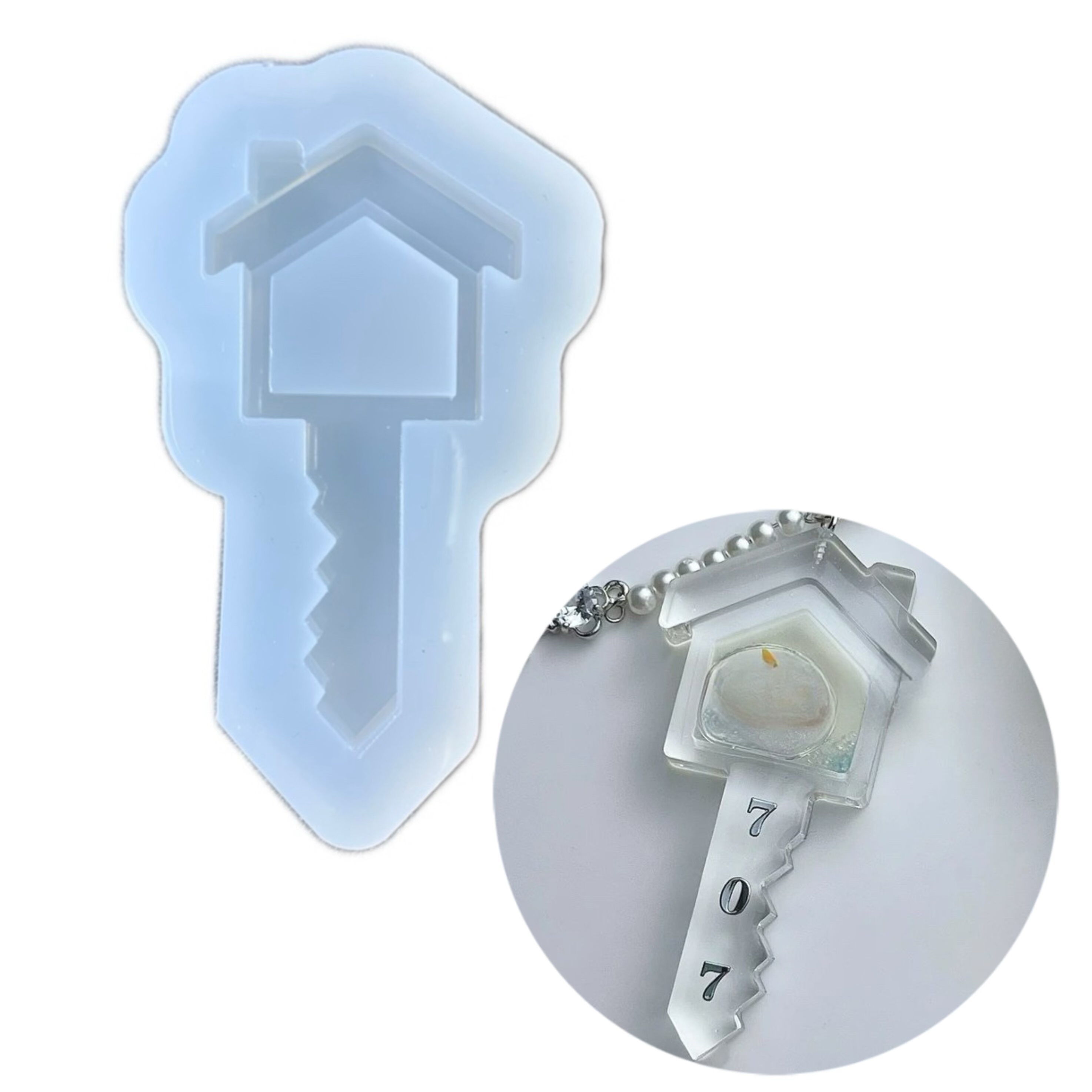 DIY手工钥匙流沙模具ab树脂uv水晶滴胶钥匙扣迷你挂件硅胶模具