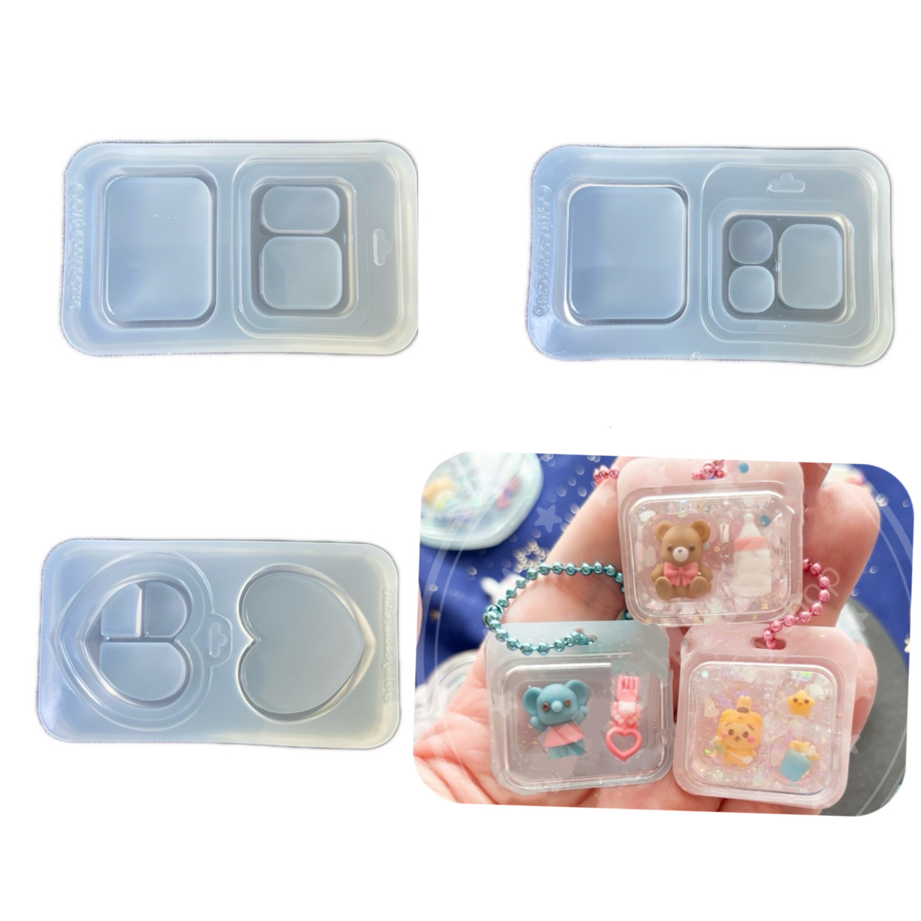 DIY手工迷你小盒子树脂uv水晶滴胶钥匙扣迷你挂件硅胶模具