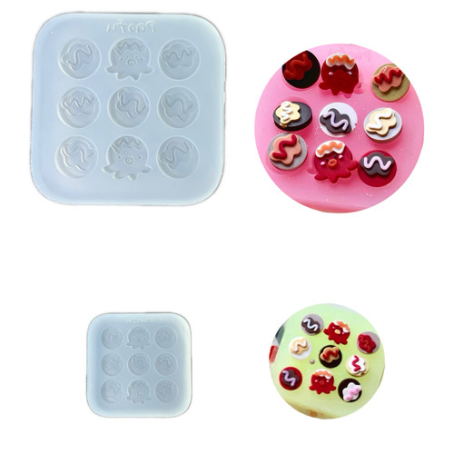 DIY手工章鱼小丸子模具ab树脂uv水晶滴胶钥匙扣迷你挂件硅胶模具