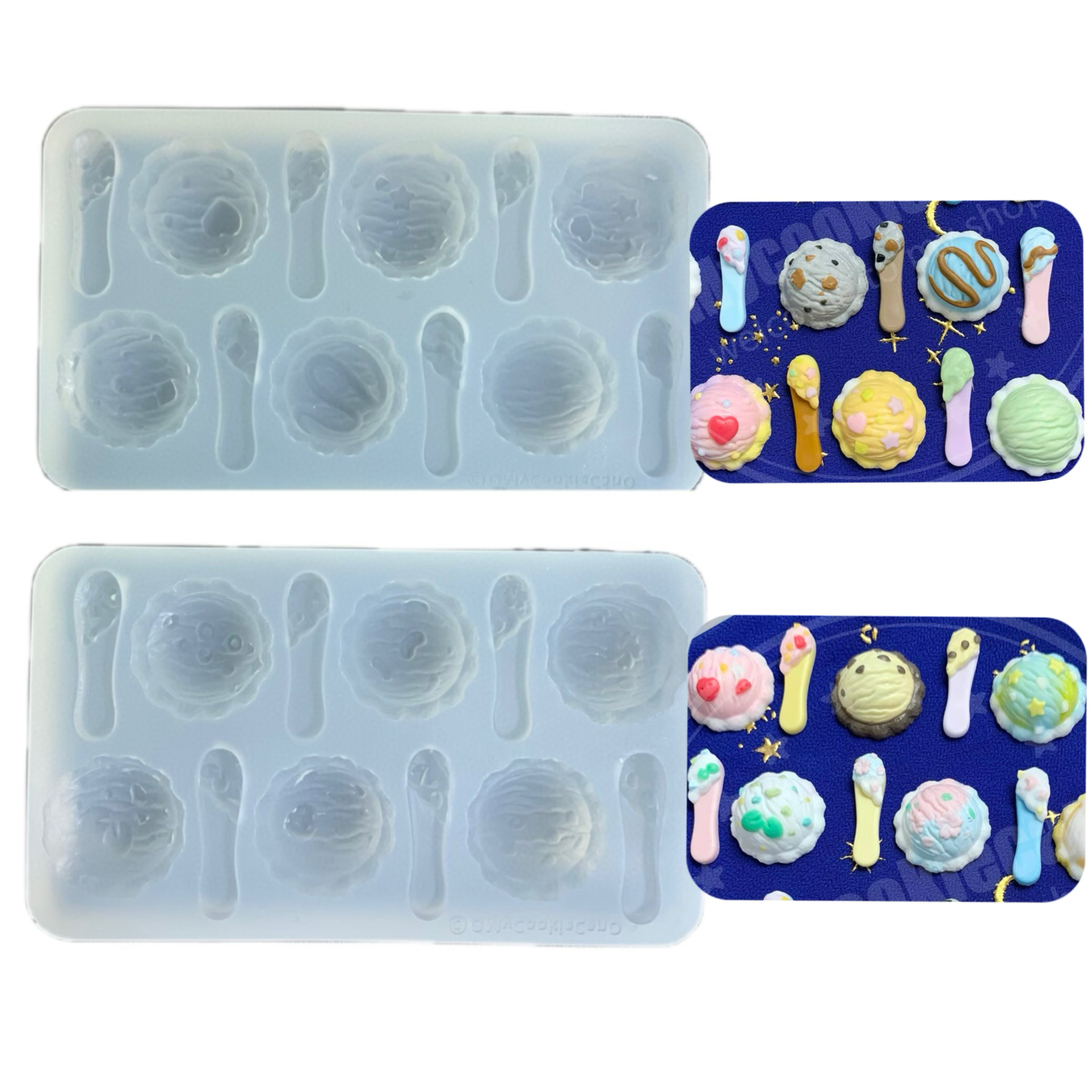 DIY手工冰淇淋球模具ab树脂uv水晶滴胶钥匙扣迷你挂件硅胶模具