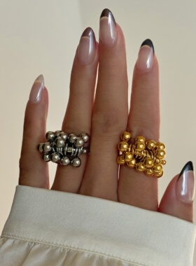 DASEIN ACC欧美夏季设计师风格夸张个性时尚通勤圆柱葡萄钛钢戒指