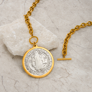 【DASEIN】2025超级新品18k金钛钢银圆牌简约高级感上帝双面项链