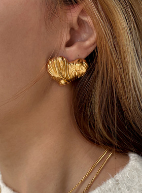 DASEIN ACC欧美夏季网红ins单品OOTD复古个性压纹桃心钛钢耳环