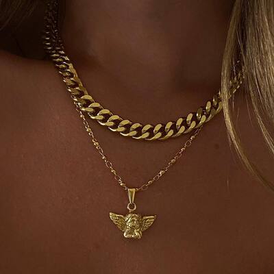 钛钢圆珠链情侣款小众设计天使