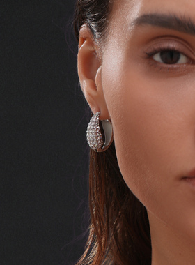 【DASEIN】欧美2024时髦复古耳环轻奢高级感太极锆石钛钢耳圈