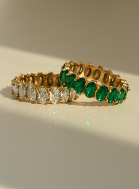 DASEIN ACC欧美时尚个性臻品高颜值满钻精品祖母绿锆石钛钢戒指女