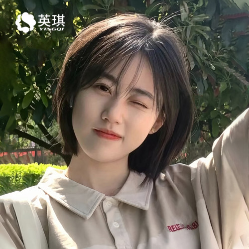英琪假发女短发甜美减龄层次波波头双递针全真人发新款仿真全头套