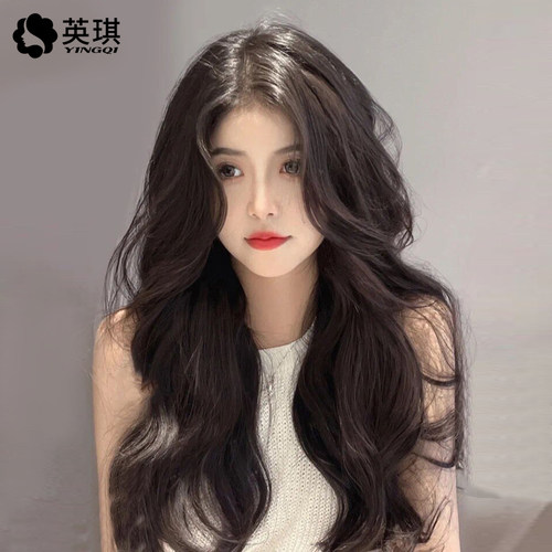 英琪假发女长发递针蕾丝真发全真人发逼真自然大波浪长卷发全头套