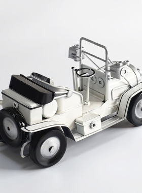 复古白色敞篷老爷车模型摆件