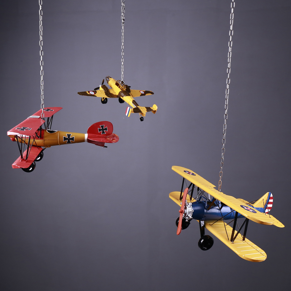 复古二战双翼飞机模型小摆件