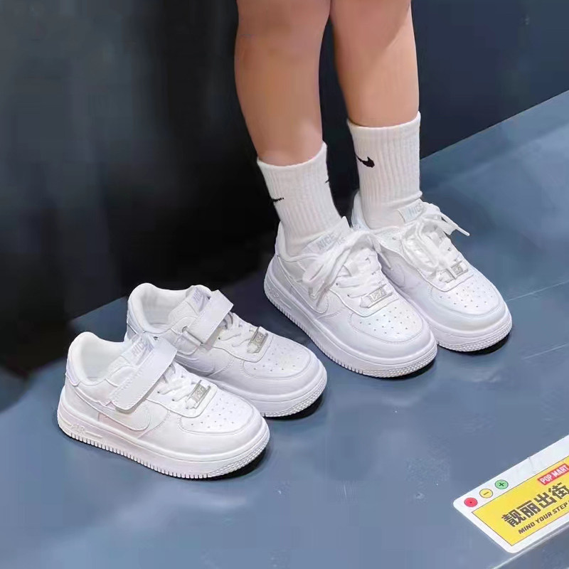UUS小白鞋男女童2024春季白色韩版儿童透气板鞋魔术贴休闲运动鞋