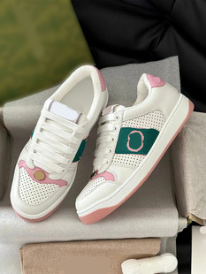 大码 真皮运动脏脏小白鞋 女春秋超软平底休闲街拍情侣运动低帮板鞋