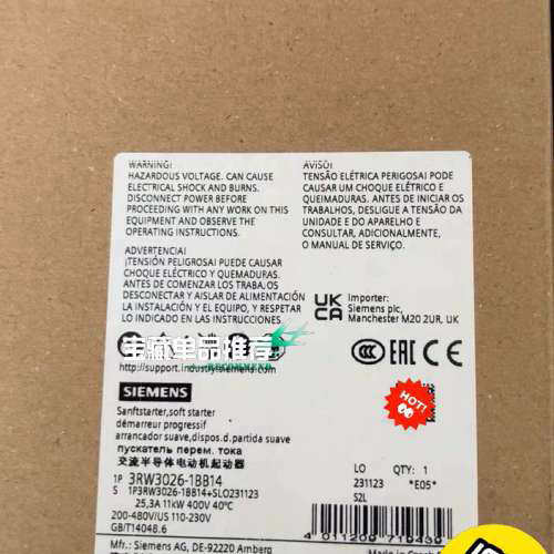 交流半导体电动机启动器3RW3026-1BB14议价
