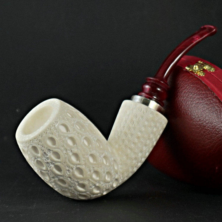 土耳其reis天然原块海泡石 手工大师 烟斗925银圈 大气室斗a