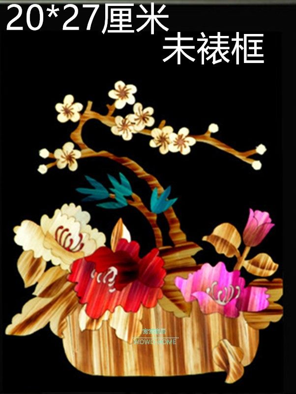 纯手工画麦秆画芦苇画无框草编粘贴画芯工艺画 艺术画手工作业