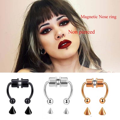 1PC Fake nose ring septum piercing 磁铁无孔鼻环 假鼻钉马蹄环