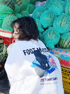 有点意思HeHeStore臭豆腐按脚创意卡通短袖潮牌宽松重磅纯棉情侣T