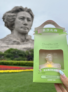 橘子洲爱晚亭杜甫江阁发光立体冰箱贴长沙文创礼物透明地标建筑