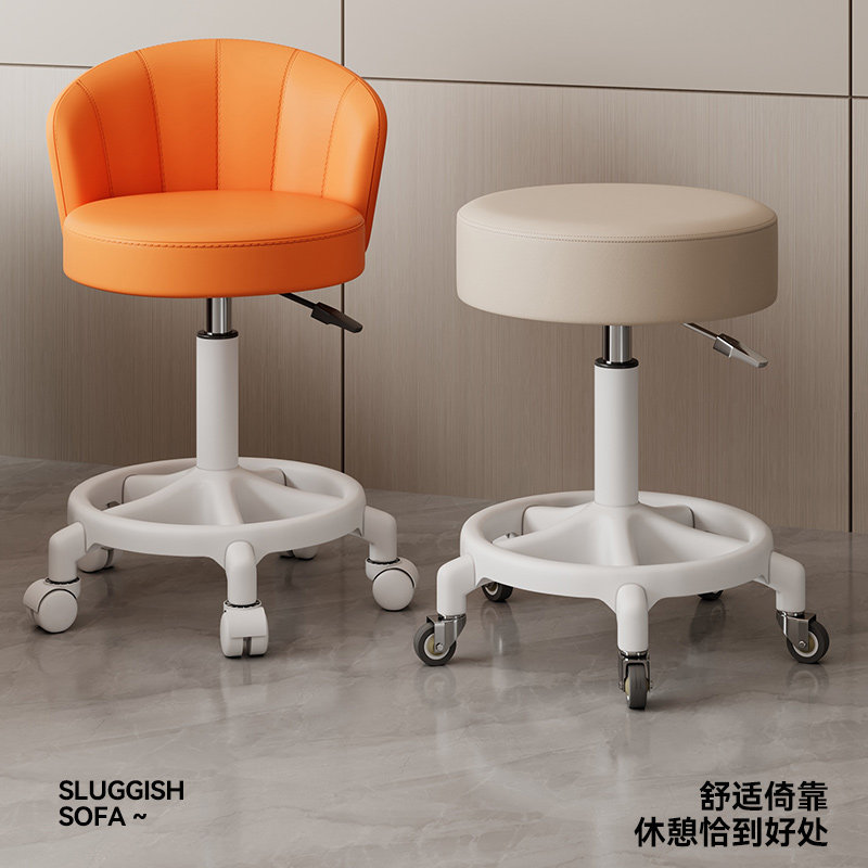 美容凳旋转升降滑轮圆凳子美甲化妆理发靠背椅子大工凳美容院专用
