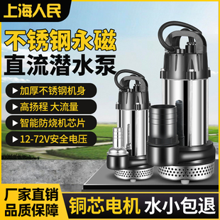上海人民12V24V48V60V72V直流潜水泵不锈钢永磁电瓶车电动车水泵