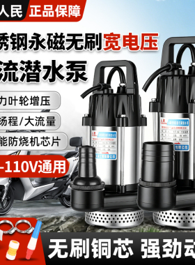 上海人民无刷直流潜水泵36V48V60V72V110V通用宽电压电动车抽水泵