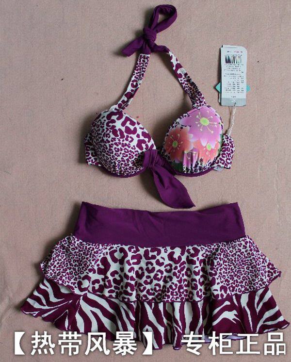 品牌专柜正品号手温泉游泳衣女带钢托小胸聚拢比基尼女裙式12381