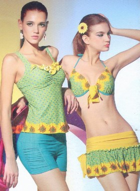 品牌正品号手温泉游泳衣钢托小胸聚拢裙比基尼女123118-2右太阳花