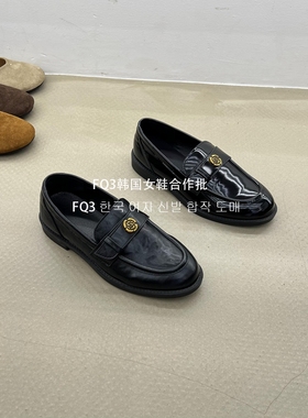 FQ3实拍 NUOQILIN英伦风黑色粗跟小皮鞋女2025百搭圆头复古乐福鞋