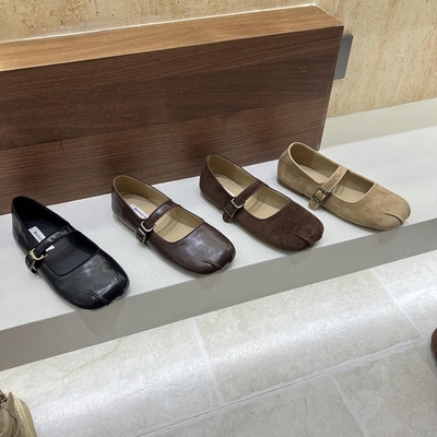 FQ3 实拍BULVJI新款玛丽珍鞋女一脚蹬套脚浅口奶奶鞋女褶皱方头鞋