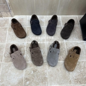 实拍BEI XUAN秋冬保暖加绒磨砂反绒真皮勃肯鞋 FQ3 女内增单鞋