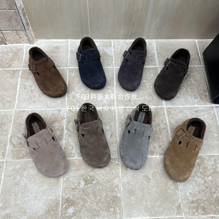 女内增单鞋 FQ3 XUAN秋冬保暖加绒磨砂反绒真皮勃肯鞋 实拍BEI