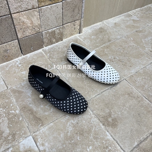 FQ3 实拍BEI LI XUAN波点鞋女平跟软底防滑休闲仙女风玛丽珍鞋女
