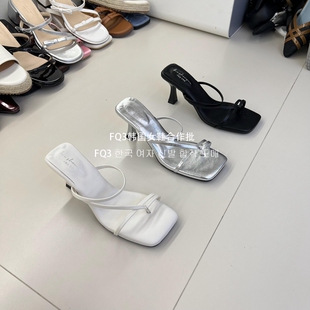 实拍SY夏季 女旅游逛街凉鞋 新款 高跟鞋 拖 细跟高跟夹趾露趾时尚 FQ3