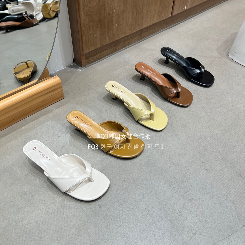 FQ3实拍 THE DOUDOU细跟夹脚拖鞋女外穿2026夏季复古简约人字拖潮