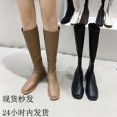 FQ3 实拍靴子方头女长靴外穿舒适透气不过膝靴女长筒靴软皮骑士靴
