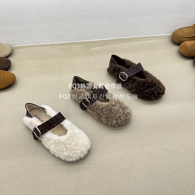 FQ3实拍 法式两穿玛丽珍毛毛鞋女外穿秋冬保暖一脚蹬平底豆豆棉鞋