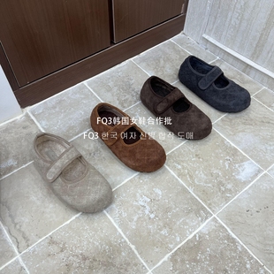 女鞋 FQ3 XUAN秋冬内增高加绒保暖菱格魔术贴玛丽珍鞋 实拍BEI