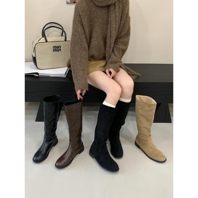 FQ3 实拍复古粗跟高筒靴骑士靴马靴女秋不过膝靴长筒靴瘦瘦女靴