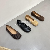 实拍JIN 女一脚蹬软底套脚猪蹄鞋 MAI FQ3 ZI秋冬新款 分趾单鞋 女鞋