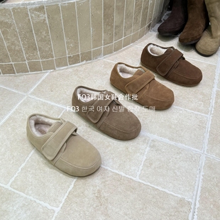 女磨砂真皮套脚圆头厚底内增勃肯鞋 BULAGE毛毛鞋 女秋 实拍THE FQ3