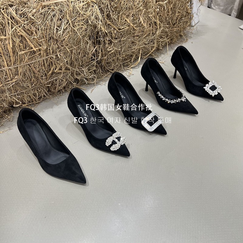 FQ3 实拍NUO QI LIN细跟高跟鞋女尖头水晶钻浅口套脚工作鞋外穿鞋,女鞋,浅口单鞋,淘宝优惠券,粉丝福利购,淘宝优惠卷