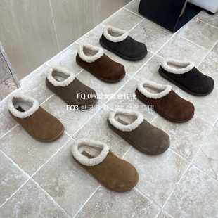 反绒真皮厚底勃肯鞋 FQ3 XUAN秋冬保暖羊羔毛穆勒鞋 女 实拍BEI